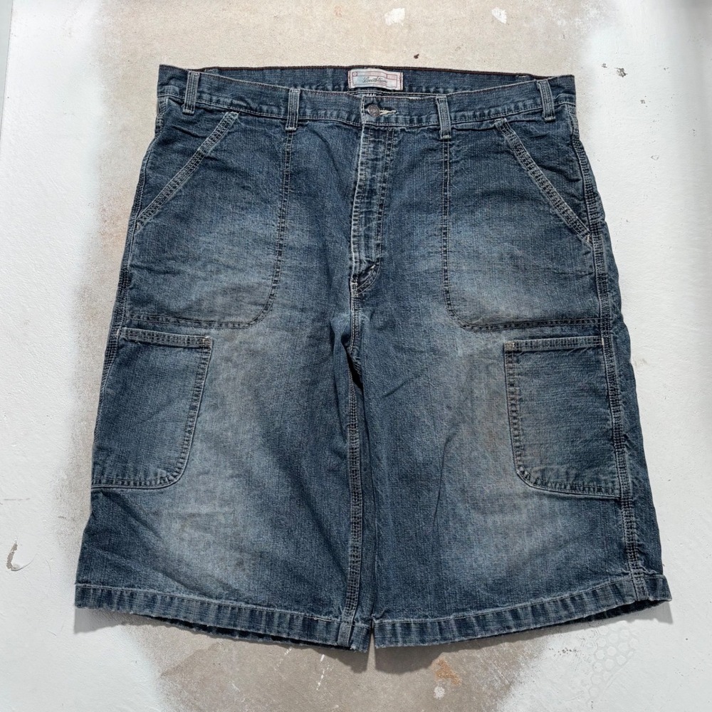 Levi Strauss Signature Mens Blue Denim Carpenter Shorts Size 38 Relaxed Fit